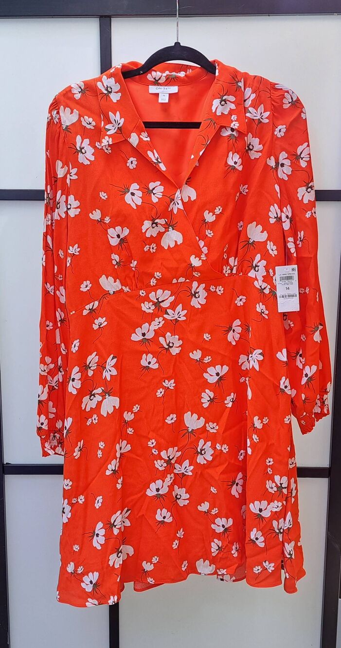 ON-34th Women's Print Collared Mini Dress size 14 NWT